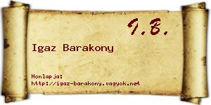 Igaz Barakony névjegykártya